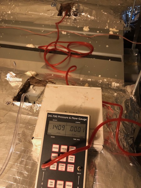 Total external static pressure measurement for the 18k ducted mini-split air handler